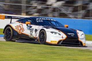 #12 Aston Martin Vantage AMR GT3 of Frank Gannett and Drew Staveley, Ian Lacy Racing, GT World Challenge America, Pro-Am, SRO America, Sebring International Raceway, Sebring, FL, September 2021.
 | Brian Cleary/SRO