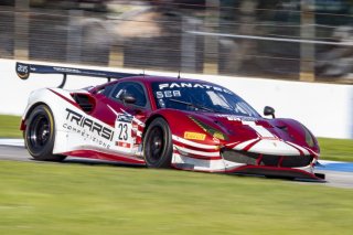#23 Ferrari 488 GT3 of Onofrio Triarsi and Charlie Scardina, Triari Competizione, GT World Challenge America, Am, SRO America, Sebring International Raceway, Sebring, FL, September 2021.
 | Brian Cleary/SRO