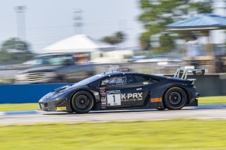 #1 Lamborghini Huracan GT3 of Michele Beretta and Andrea Calderelli, K-Pax Racing, GT World Challenge America, Pro, SRO America, Sebring International Raceway, Sebring, FL, September 2021.
 | Brian Cleary/SRO