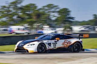 #12 Aston Martin Vantage AMR GT3 of Frank Gannett and Drew Staveley, Ian Lacy Racing, GT World Challenge America, Pro-Am, SRO America, Sebring International Raceway, Sebring, FL, September 2021.
 | Brian Cleary/SRO