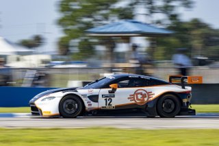#12 Aston Martin Vantage AMR GT3 of Frank Gannett and Drew Staveley, Ian Lacy Racing, GT World Challenge America, Pro-Am, SRO America, Sebring International Raceway, Sebring, FL, September 2021.
 | Brian Cleary/SRO