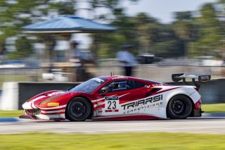 #23 Ferrari 488 GT3 of Onofrio Triarsi and Charlie Scardina, Triari Competizione, GT World Challenge America, Am, SRO America, Sebring International Raceway, Sebring, FL, September 2021.
 | Brian Cleary/SRO