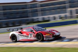 #23 Ferrari 488 GT3 of Onofrio Triarsi and Charlie Scardina, Triari Competizione, GT World Challenge America, Am, SRO America, Sebring Int&rsquo;l Raceway, Sebring Florida, September 2022
 | Regis Lefebure/SRO