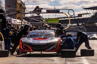 #43 Porsche 911 GT3-R (991.ii) of Erin Vogel, Michael Cooper and Taylor Hagler, RealTime RacingIndy 8 Hours, Intercontinental GT Challenge, Indianapolis Motor Speedway, Indianapolis, Indiana, Oct 2022.
 | Brian Cleary/SRO  