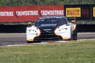 #12 Aston Martin Vantage AMR GT3 of Frank Gannett and Drew Staveley, Ian Lacy Racing, GT World Challenge America, Pro-Am, SRO America, New Orleans Motorsports Park, New Orleans, LA, May 2022.
 | Brian Cleary/SRO