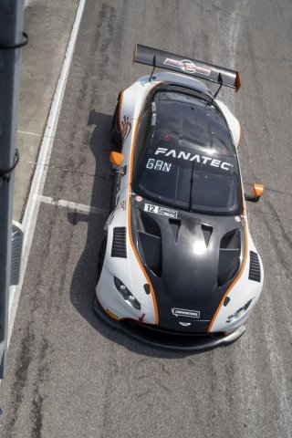 #12 Aston Martin Vantage AMR GT3 of Frank Gannett and Drew Staveley, Ian Lacy Racing, GT World Challenge America, Pro-Am, SRO America, New Orleans Motorsports Park, New Orleans, LA, May 2022.
 | Brian Cleary/SRO