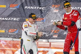 #61 Ferrari 488 GT3 of Jean-Claude Said and Conrad Grunewald, AF Corse, GT World Challenge America, Am, #13 Ferrari 488 GT3 of Justin Wetherill and Ryan Dalziel, Triarsi Competizione, Pro-Am, SRO America, New Orleans Motorsports Park, New Orleans, LA, May | Brian Cleary/SRO