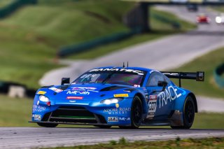 #007 Aston Martin Vantage AMR GT3 of Derek DeBoer and Valentin Hasse Clot, Alton, Aston Martin Racing-TRG, GT World Challenge America, Pro-Am, SRO America, VA 2023., VIR
 | Fabian Lagunas / SRO