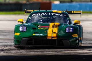 #120 Porsche 911 GT3-R (991.ii) of Adam Adelson and Elliott Skeer, 2023 Fanatec GT World Challenge America SRO, GT World Challenge America, Pro-Am, Sebring International Raceway Sep 22-24, Wright Motorsports
 | www.lagunasphotography.com
