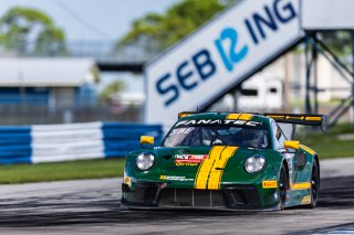 #120 Porsche 911 GT3-R (991.ii) of Adam Adelson and Elliott Skeer, 2023 Fanatec GT World Challenge America SRO, GT World Challenge America, Pro-Am, Sebring International Raceway Sep 22-24, Wright Motorsports
 | www.lagunasphotography.com
