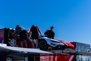 #21 Ferrari 296 GT3 of Manny Franco, 2023 Fanatec GT World Challenge America SRO, Alessandro Balzan, Conquest Racing, GT World Challenge America, INDIANAPOLIS 8 HOUR presented by AWS, October 5-7, Pro, and Lilou Wadoux-Ducellier
 | www.lagunasphotography.com