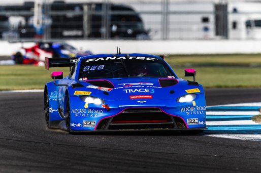 #007 Aston Martin Vantage AMR GT3 of Derek DeBoer, 2023 Fanatec GT World Challenge America SRO, Aston Martin Racing-TRG, GT World Challenge America, INDIANAPOLIS 8 HOUR presented by AWS, October 5-7, Pro-Am, Valentin Hasse-Clot, and Ben Tuck
 | www.lagunasphotography.com