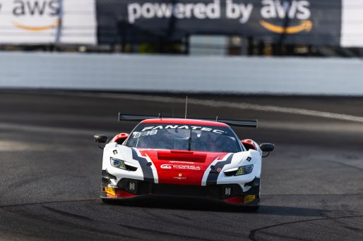#21 Ferrari 296 GT3 of Manny Franco, 2023 Fanatec GT World Challenge America SRO, Alessandro Balzan, Conquest Racing, GT World Challenge America, INDIANAPOLIS 8 HOUR presented by AWS, October 5-7, Pro, and Lilou Wadoux-Ducellier
 | www.lagunasphotography.com
