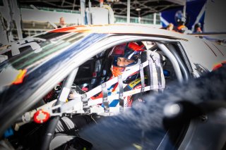 #21 Ferrari 296 GT3 of Manny Franco, 2023 Fanatec GT World Challenge America SRO, Alessandro Balzan, Conquest Racing, GT World Challenge America, INDIANAPOLIS 8 HOUR presented by AWS, October 5-7, Pro, and Lilou Wadoux-Ducellier
 | www.lagunasphotography.com