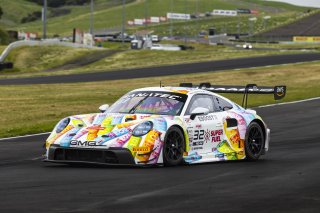 #32 Porsche 911 GT3-R of Kyle Washington and Tom Sargent, GMG Racing, GT World Challenge America, Pro-Am, FANATEC GT World Challenge America Powered by AWS, Sonoma Raceway, Sonoma, CA, April 2024.
 | Fabian Lagunas / SRO