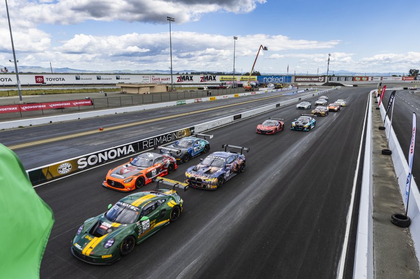 #120 Porsche 911 GT3-R of Adam Adelson and Elliott Skeer, Wright Motorsports, GT World Challenge America, Pro, FANATEC GT World Challenge America Powered by AWS, SRO America, Sonoma Raceway, Sonoma, CA, April 2024.
