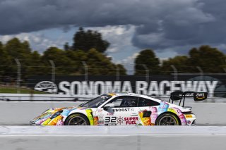 #32 Porsche 911 GT3-R of Kyle Washington and Tom Sargent, GMG Racing, GT World Challenge America, Pro-Am, FANATEC GT World Challenge America Powered by AWS, Sonoma Raceway, Sonoma, CA, April 2024.
 | Fabian Lagunas / SRO