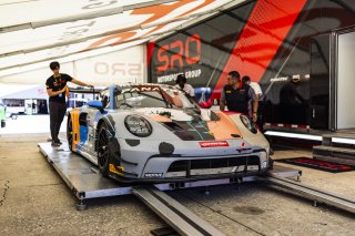 Paddock at FANATEC GT World Challenge America #85 Porsche 992 GT3-R of Spencer Pumpelly and Trent Hindman, RS1, GT World Challenge America, Pro, SRO America, FANATEC GT World Challenge America Powered by AWS, Sebring International Raceway, Sebring, FL May | Fabian Lagunas / SRO