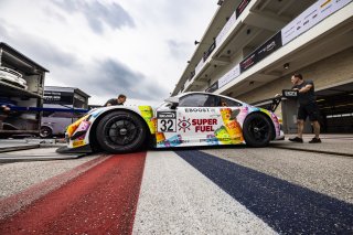 #32 Porsche 911 GT3-R of Kyle Washington and Tom Sargent, GMG Racing, GT World Challenge America, Pro-Am, FANATEC GT World Challenge America Powered by AWS, COTA, Austin, TX May 17 - 19 2024.
 | Fabian Lagunas / SRO