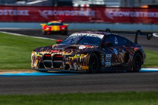 #28 BMW M4 GT3 of Varun Chocksey, Bill Auberlen, and Philipp Eng, ST Racing, GT World Challenge America, Pro, SRO America, FANATEC GT World Challenge America Powered by AWS, INDY, Indianapolis, IN October 3 - 6 2024.
 | Fabian Lagunas/SRO