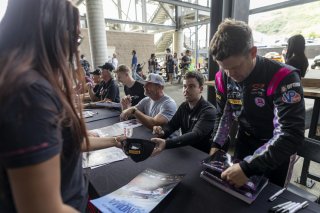 GT World Challenge America Autograph Session, #13 Porsche 911 GT3-R (992) of Todd Parriott and Riley Dickinson, Kellymoss, GT World Challenge America, Pro-Am, SRO America, Sonoma Raceway, Sonoma, CA, Mar 27 - 29, 2026
 | Fabian Lagunas&copy;2026