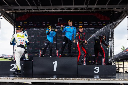 Podium, #31 Porsche 911 GT3-R (992) EVO of Dave Musial Jr. and Ryan Yardley, Wright Motorsports, GT World Challenge America, Pro-Am, SRO America, Circuit of The Americas, Austin, TX, Apr 24 - 26, 2026, #242 Porsche 911 GT3-R (992) EVO of Therese Lahlouh a | Fabian Lagunas | www.lagunasphotography.com | 2026