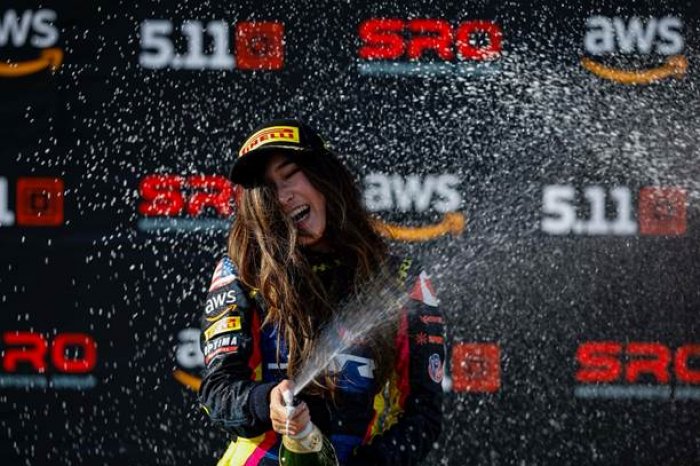 Samantha Tan On the Podium at Long Beach in 'G82' BMW M4 GT4 Debut