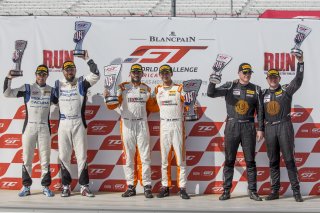 Podium, Blancpain GT World Challenge  America, Las Vegas, October 2019.
 | Brian Cleary/SRO