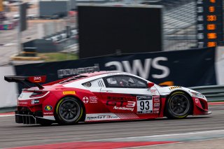 #93 Acura NSX GT3 of Taylor Hagler and Jacob Abel, Racers Edge Motorsports, Pro-Am, GT World Challenge America, SRO America, Circuit of the Americas, Austin, Texas, April May 2021. | Sarah Weeks/SRO             