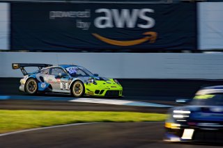 #16 Porsche GT3-R (991.2) of Adrian D'Silva, Jeff Kingsley and Nicholas Boulle, EBM Giga Racing, IGTC Pro-Am, SRO, Indianapolis Motor Speedway, Indianapolis, IN, USA, October 2021 | Brian Cleary/SRO