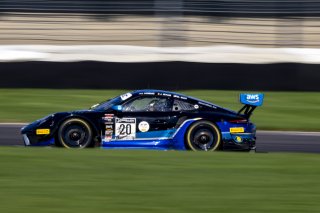#20 Porsche GT3-R (991.2) of Fred Poordad, Jan Heylen, and Max Root, Wright Motorsports, GTWCA Pro-Am, IGTC Silver Cup, SRO, Indianapolis Motor Speedway, Indianapolis, IN, USA, October 2021 | Brian Cleary/SRO