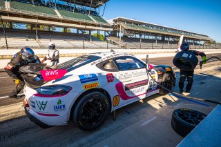 #66 Porsche 718 Cayman GT4 CLUBSPORT MR of Derek DeBoer and Spencer Pumpelly, TRG-The Racers Group, Pro-Am, Pirelli GT4 America, SRO, Indianapolis Motor Speedway, Indianapolis, IN, USA, October 2021 | SRO Motorsports Group