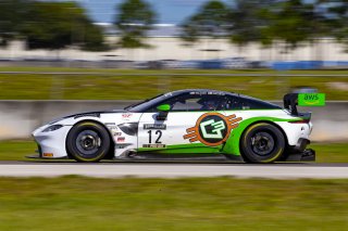 #12 Aston Martin Vantage AMR GT3 of Drew Staveley and Frank Gannett, Ian Lacy Racing, Fanatec GT World Challenge America powered by AWS, Pro-Am, SRO America, Sebring International Raceway, Sebring, FL, September 2021. | Brian Cleary/SRO