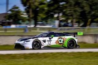 #12 Aston Martin Vantage AMR GT3 of Drew Staveley and Frank Gannett, Ian Lacy Racing, Fanatec GT World Challenge America powered by AWS, Pro-Am, SRO America, Sebring International Raceway, Sebring, FL, September 2021. | Brian Cleary/SRO