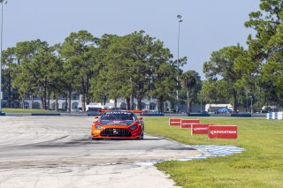 #04 Mercedes-AMG GT3 of George Kurtz and Colin Braun, Crowdstrike Racing by Riley Motorsports, GT World Challenge America, Pro-Am, SRO America, Sebring International Raceway, Sebring, FL, September 2021.
 | Brian Cleary/SRO