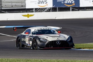 #6 Mercedes-AMG GT3 of Steven Aghakhani, Loris Spinelliand Tristan Vautier, US RaceTronics, Pro, Indy 8 Hours, Intercontinental GT Challenge, Indianapolis Motor Speedway, Indianapolis, Indiana, Oct 2022.
 | Brian Cleary/SRO