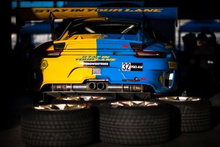 #32 Porsche 911 GT3-R (991.ii) of Kyle Washington, James Sofronas and Klaus Bachler, GMG RacingSRO America, Indianapolis Motor Speedway, Indianapolis, Indiana, Oct 2022.
 | Fabian Lagunas/SRO        