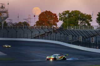#45 Porsche 911 GT3-R (991.ii) of Charlie Luck, Elia Erhart and Jan Heylen, Wright Motorsports, Pro-Am, full, moon, SRO America, Indianapolis Motor Speedway, Indianapolis, Indiana, Oct 2022.
 | Brian Cleary/SRO  