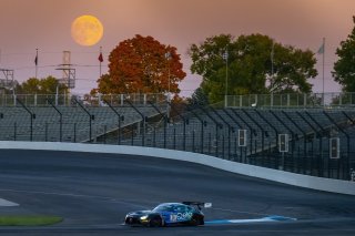 #08 Mercedes-AMG GT3 of David Askew, Scott Smithson and Valentin Pierburg, DXDT Racing, Am, full, moon, SRO America, Indianapolis Motor Speedway, Indianapolis, Indiana, Oct 2022.
 | Brian Cleary/SRO  