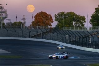 #94 BMW M4 GT3 of Chandler Hull, Richard Heistand and Bill Auberlen, BimmerWorld, Pro-Am, full, moon, SRO America, Indianapolis Motor Speedway, Indianapolis, Indiana, Oct 2022.
 | Brian Cleary/SRO  