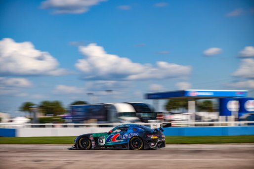 #63 Mercedes-AMG GT3 of David Askew and Dirk Muller, DXDT Racing, GT World Challenge America, Pro-Am, SRO America, Sebring Int’l Raceway, Sebring Florida, September 2022
 | Regis Lefebure/SRO