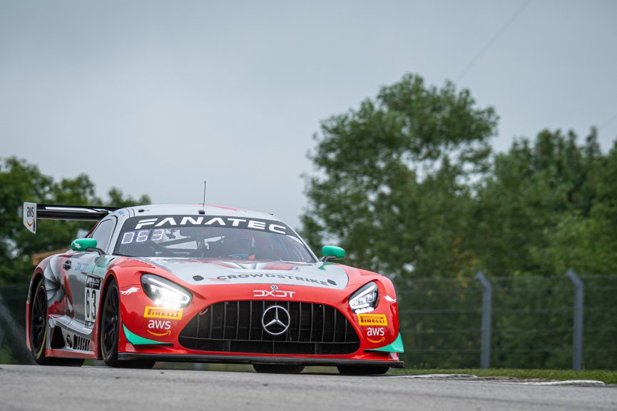 #63 Mercedes-AMG GT3 of David Askew and Ryan Dalziel, DXDT Racing, Fanatec GT World Challenge America powered by AWS, Pro-Am, SRO America, Road America, Elkhart Lake, Aug 2021.
