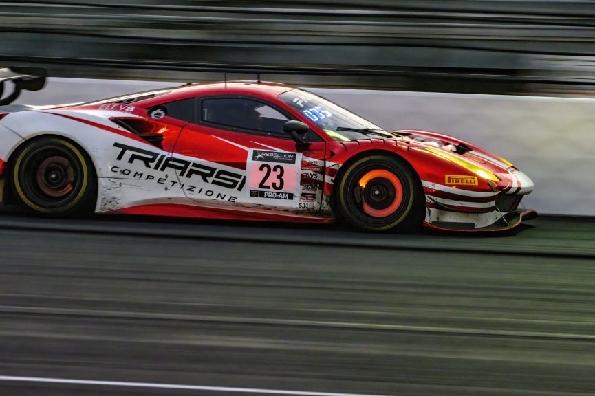 #23 Ferrari 488 GT3 of Onofrio TriarsiIndy 8 Hours, Intercontinental GT Challenge, Indianapolis Motor Speedway, Indianapolis, Indiana, Oct 2022.
