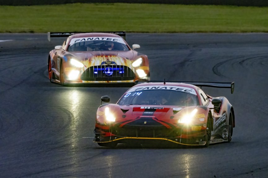 #13 Ferrari 488 GT3 of Justin Wetherill, Conrad Grunewald and Ryan Dalziel, Triarsi Competizione, Pro-Am, Indy 8 Hours, Intercontinental GT Challenge, Indianapolis Motor Speedway, Indianapolis, Indiana, Oct 2022.
