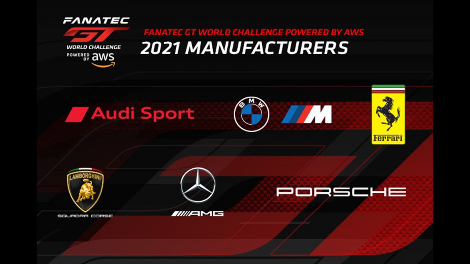 Expanded field of six manufacturers to contest global Fanatec GT World Challenge Powered by AWS in 2021